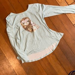 Light blue I will sequin shirt
